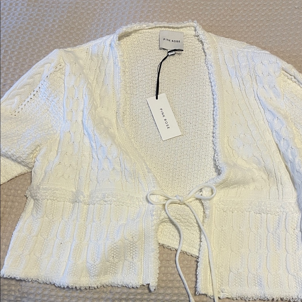 Pink Rose Juniors White Cardigan
